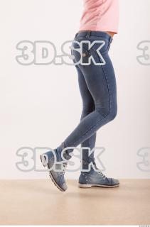 Knee flexing pose blue jeans of Oxana  0005